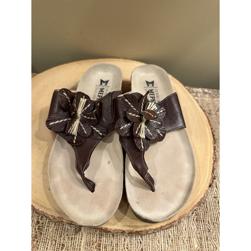 MEPHISTO VIOLETTE THONG Brown LEATHER SANDALS EU 37 US SIZE 7 169$